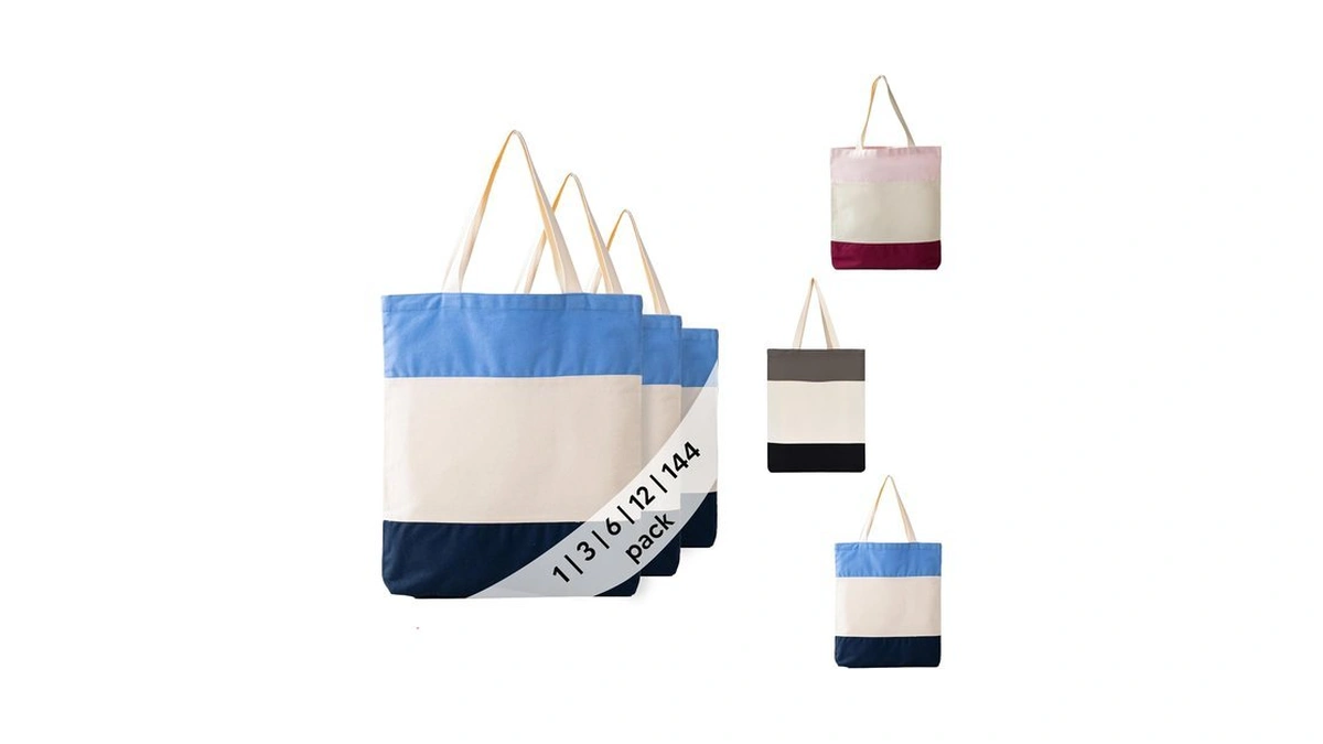 Tri-color Cotton Tote Bag β Stylish 100% Reusable Canvas Shoulder