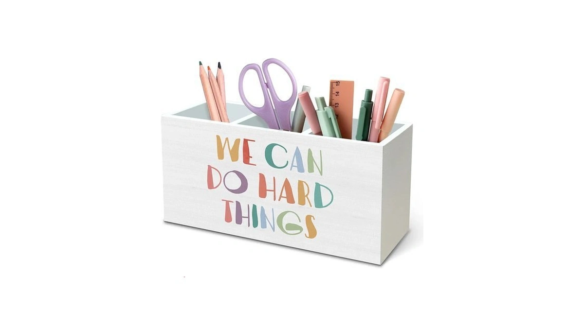 Dilsj Boho Inspirational Pen Pencil Holder Organizer For Desk, Boho