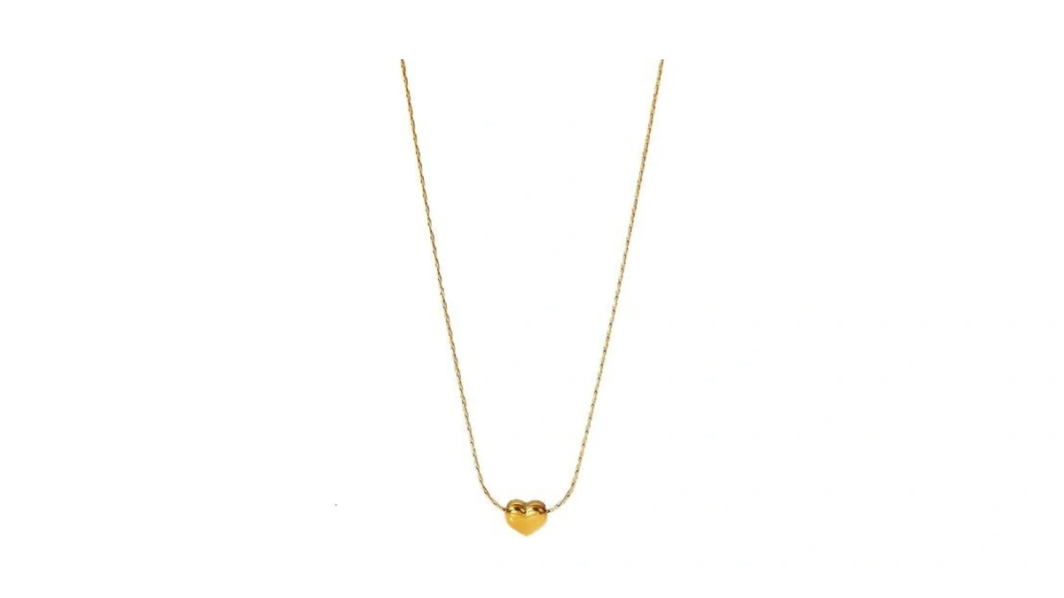 Pinemist Valentines Gold Heart Pendant Necklace For Women, Dainty Love