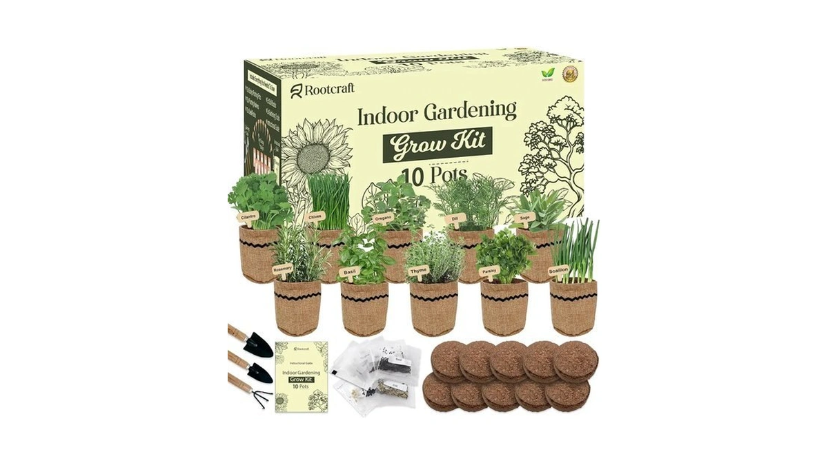 10 Herb Garden Planter Indoor Kit, 44pcs Complete Kitchen Herb