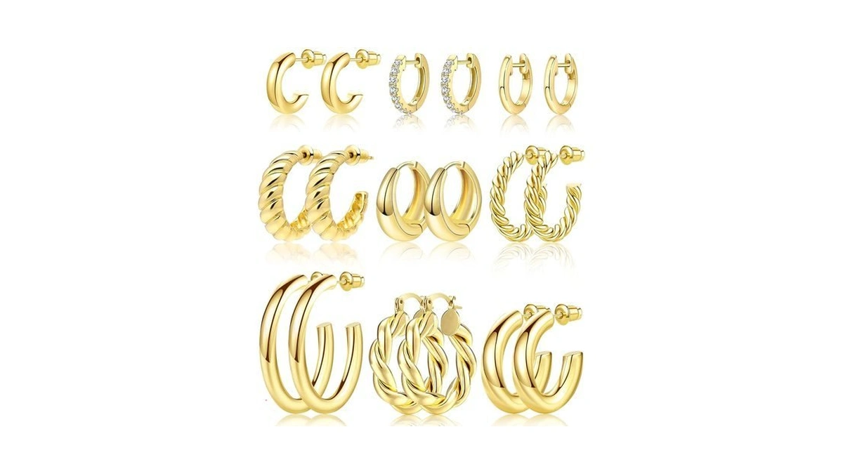 Amazon code: Adoyi Gold Hoop Earrings Set For Women G