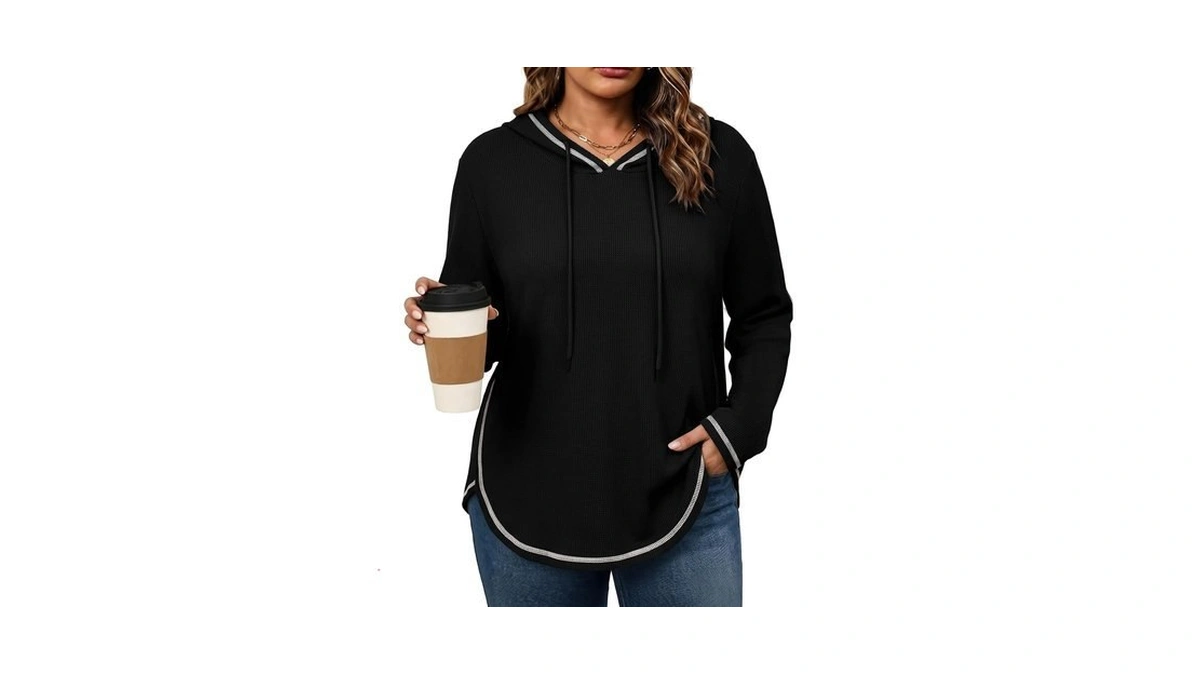 Eytino Plus Size Hoodies For Women,1x Black