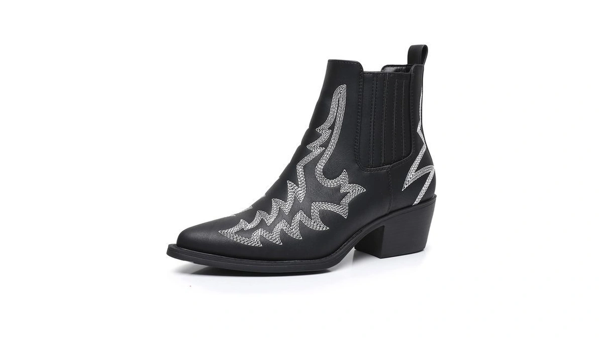 Globalwin Black Cowboy Boots For Women Slip-on Chelsea Ankle Boots