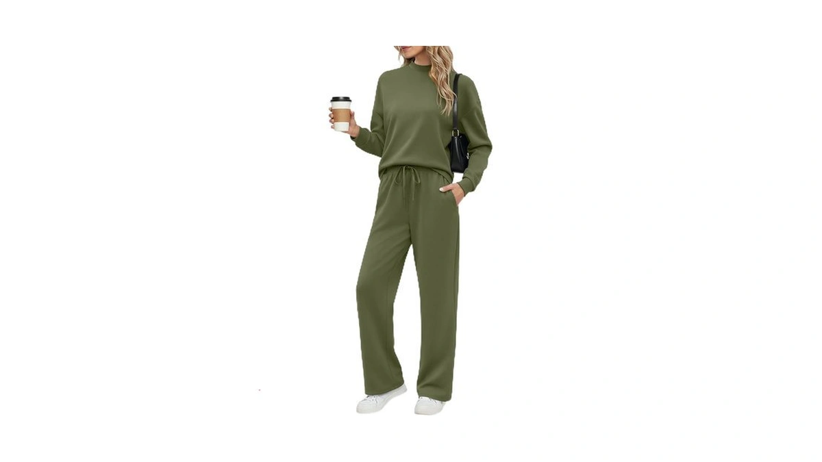 Ekouaer Two Piece Sets For Women Mock Neck Lounge Sets