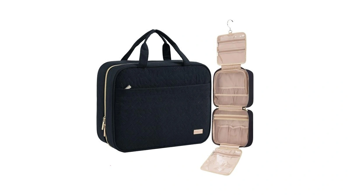 Nishel Travel Toiletry Bag For Women, Portable Hanging Makeup Organizer