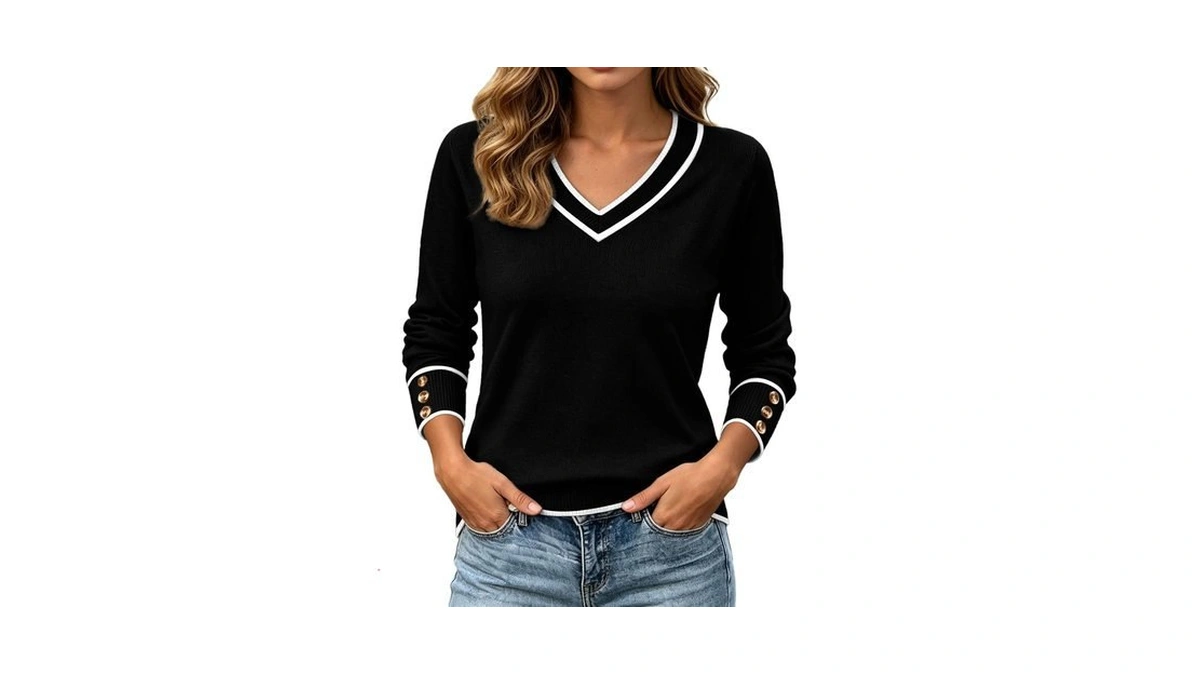 Sweaters For Women Long Sleeve V Neck Pullover Cozy Knit