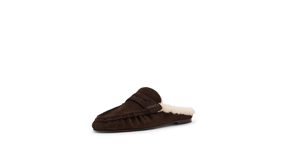 Steve Madden Women's Rafe Loafer, Chocolate Brown Suede Fur, 9.5