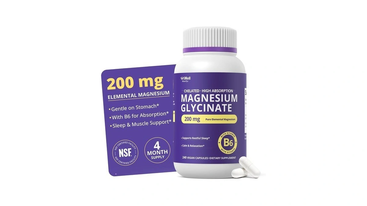Hiwell Absorfyx Magnesium Glycinate 200 Mg With Vitamin B6, 4-month