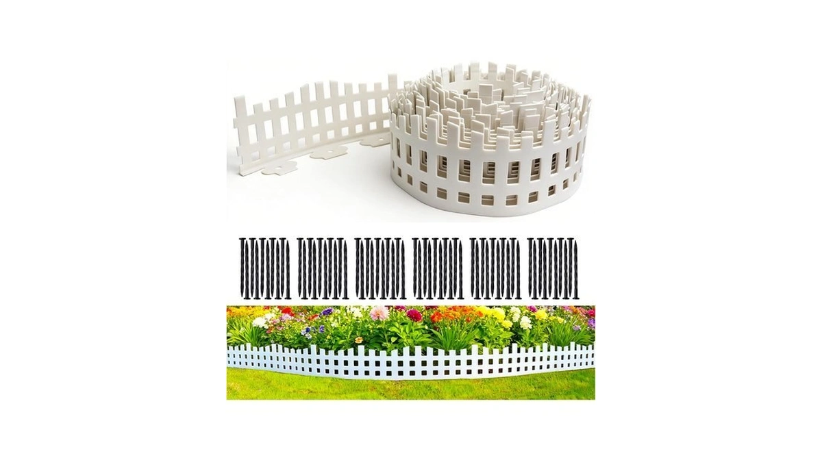 Garden Edging 33ft Lolede, 4.7in Tall White Landscape Edging Border