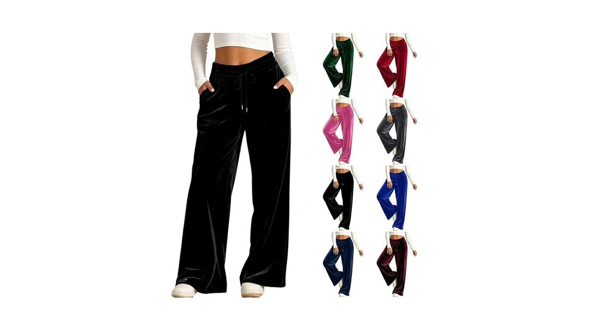 Fall Pant For Women Sweatpant High Waisted Wide Leg Velvet