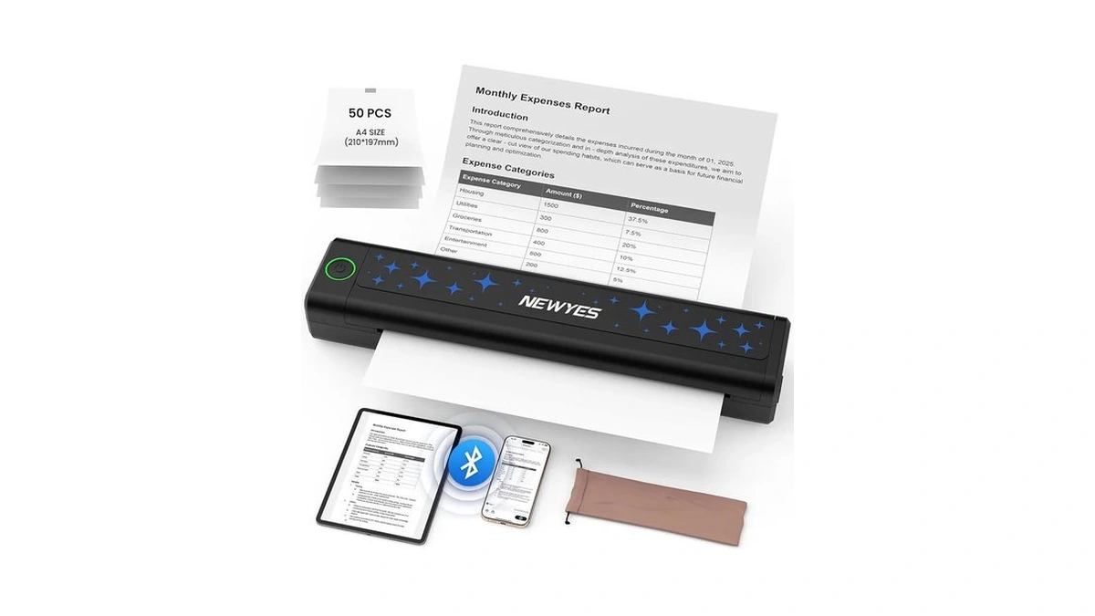 Newyes Portable Thermal Printer Inkless Printer Wireless Connectivity Business Travel