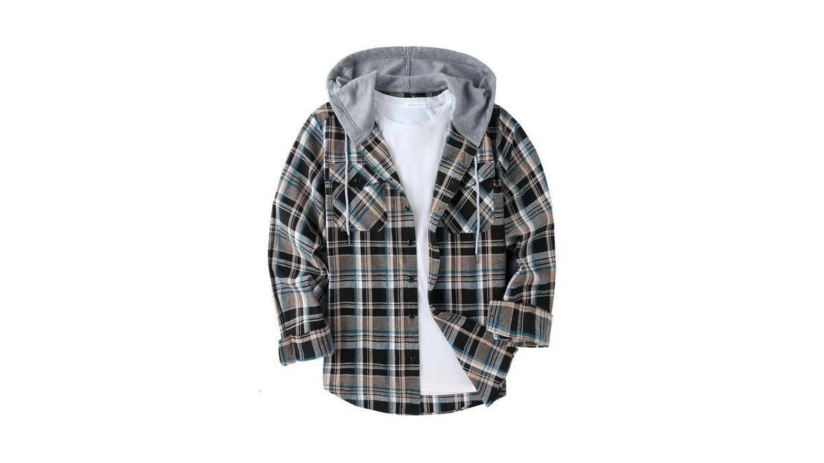 Ceoutdoor Men's Hooded Flannel Long Sleeve Shirt Casual Flannel Shacket
