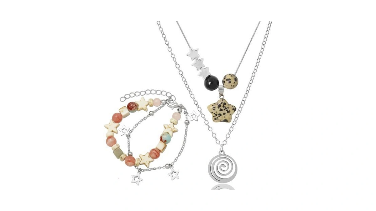 Rechicgu Multilayer Y2k Star Necklace Fairy Grunge Bracelets Set Handmade
