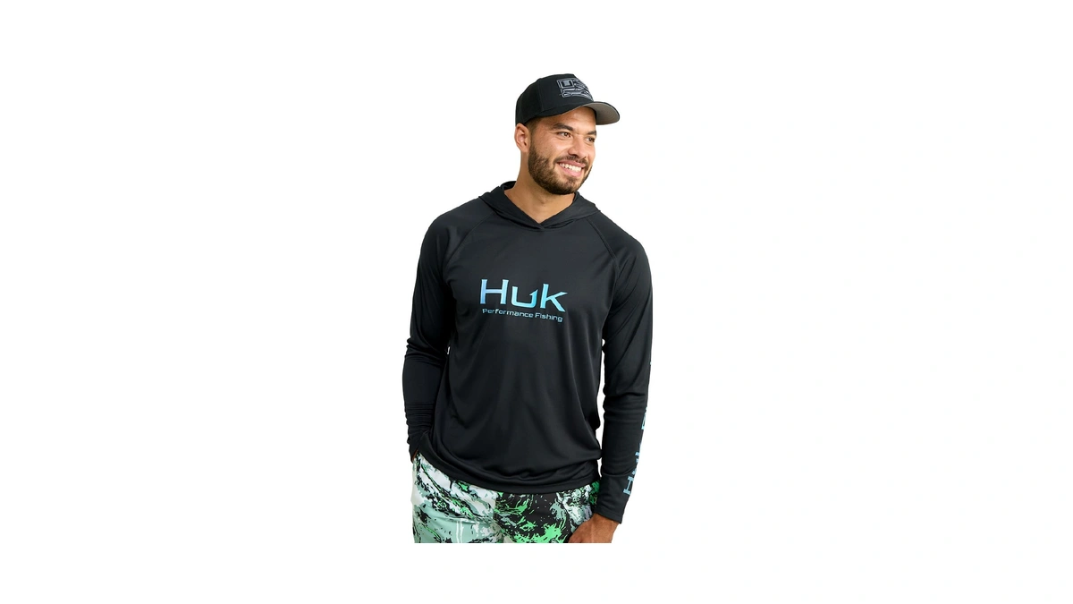 Huk Mens Pursuit Vented Long Sleeve Hoodie, Fishing Shirt With