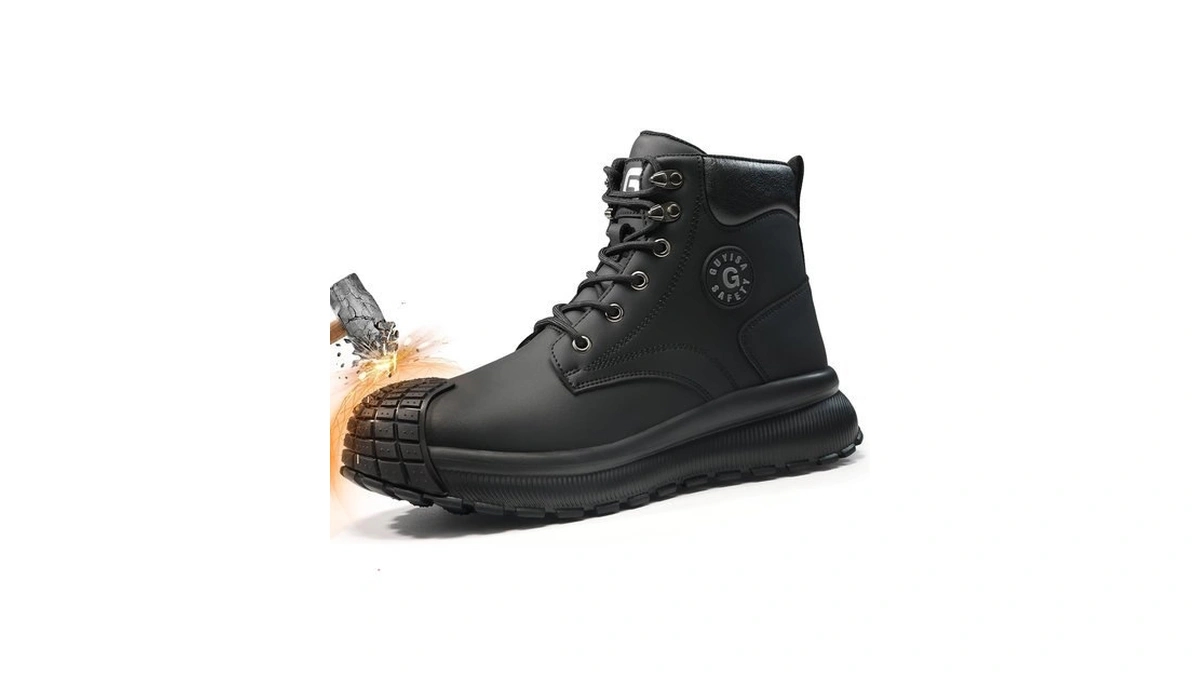 Guyisash Work Shoes For Men High Top Steel Toe Boots