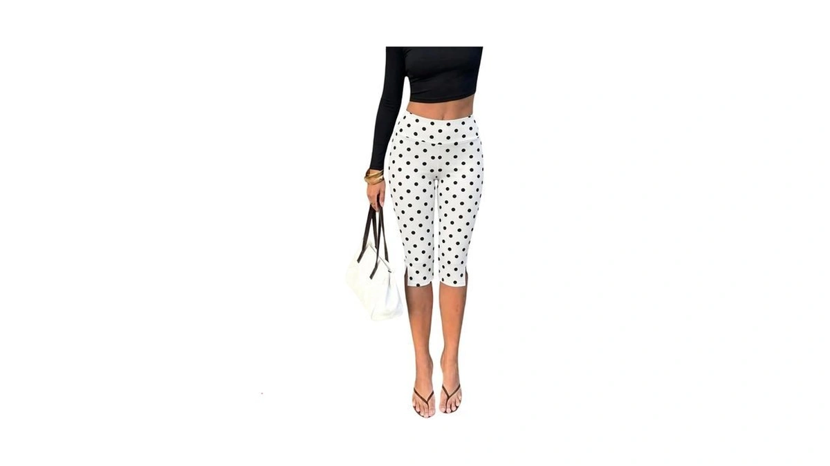 Verdusa Women's Slit Capri Pants High Rise Yoga Leggings Summer