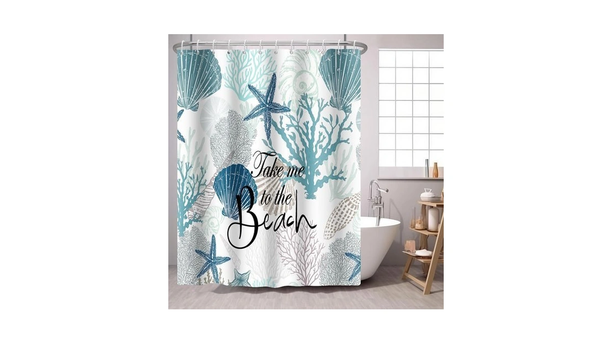 Coastal Beach Shower Curtain Blue Ocean Nautical Funny Quotes 72x72