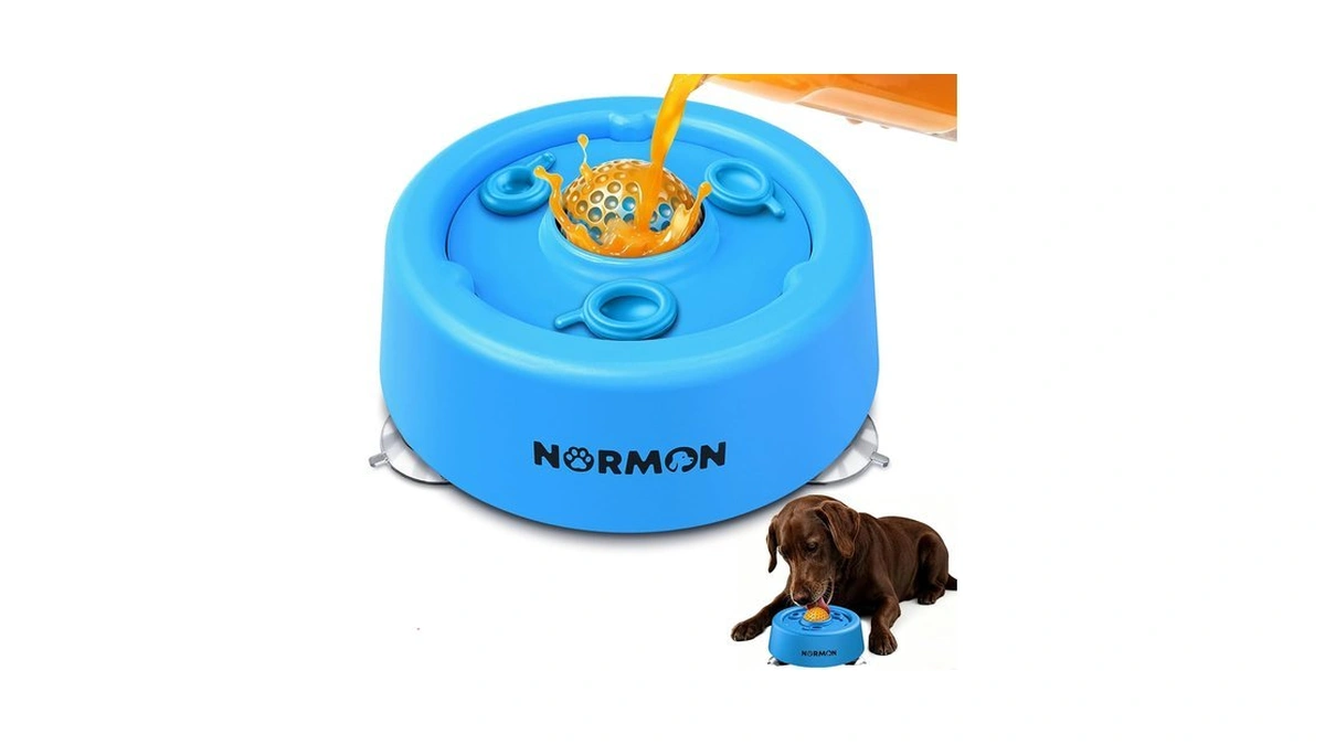 Normon Slow Feeder Dog Lick Bowl With Rolling Ball And