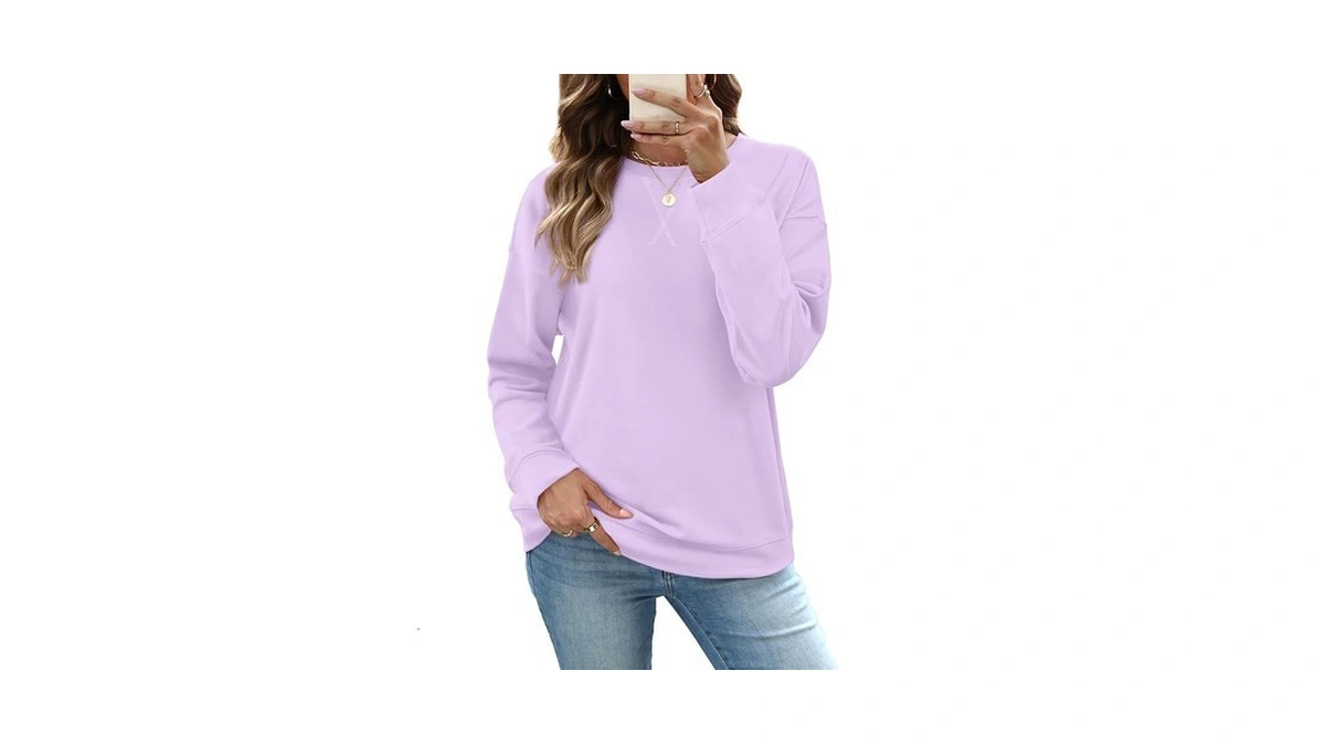 Dusty Purple Sweatshirt For Women Crewneck Pullover Tops Sweaters 2026