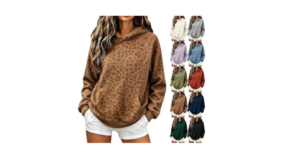 Cheetah Print Hoodie Women Cute Y2k Leopard Graphic Oversized Hoodies