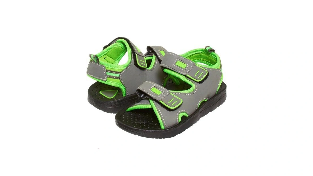 Skysole Boys Double Adjustable Strap Lightweight Sandals Grey/lime 4/5 Us