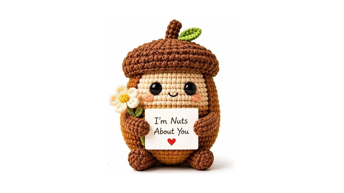 Besglin Crochet Acorn Plush, I'm Nuts About You Fall Gift