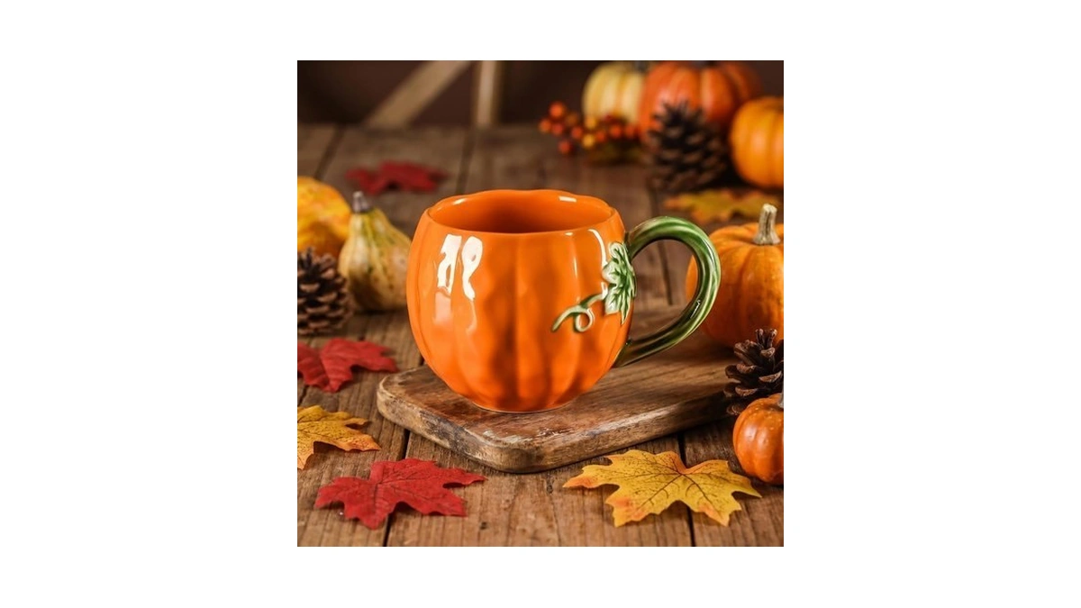 320ml Ceramic Pumpkin Mug For Thanksgiving Decorations, Fall Coffee Mugs