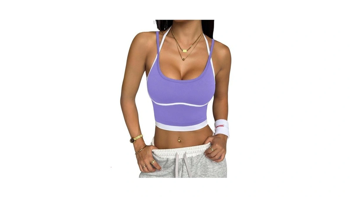 Sweatyrocks Women's Workout Athletic Tops Yoga Running Gym Crop Shirts