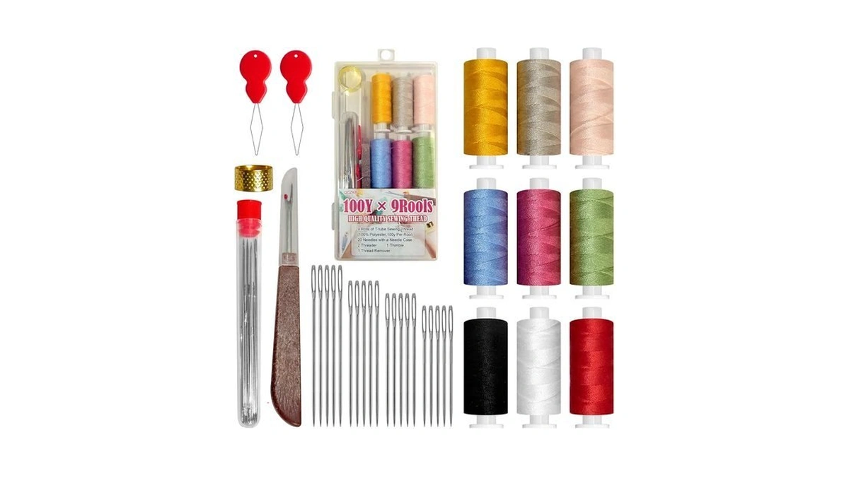 40 Pcs Big Eye Steel Sewing Needles Kit, Steel Needles