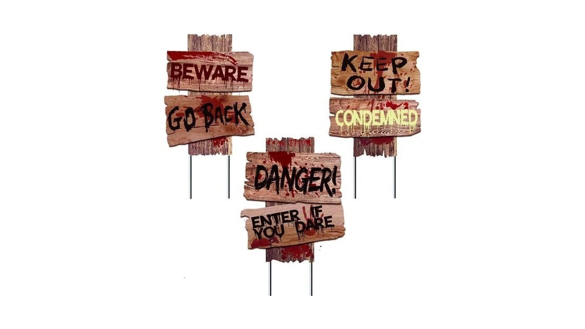 Halloween Decorations, 3 Pack 19" X 16" Yard Signs Stakes
