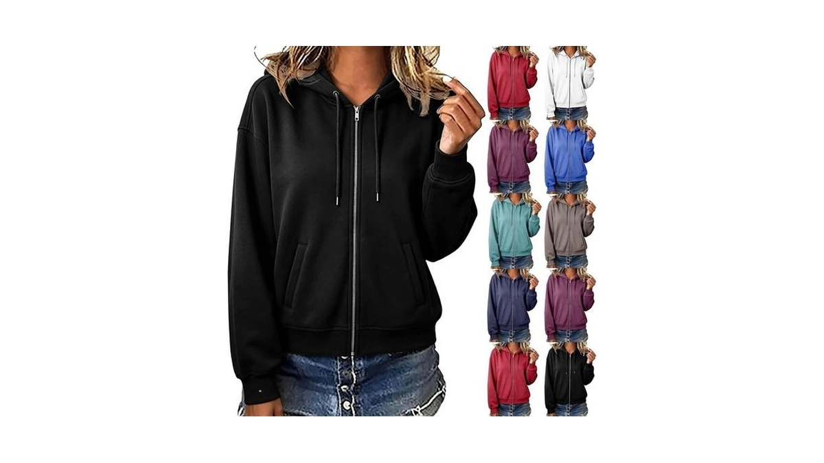 Furundly Zip Up Hoodie Women Cropped Long Sleeve Hooded Sweatshirt