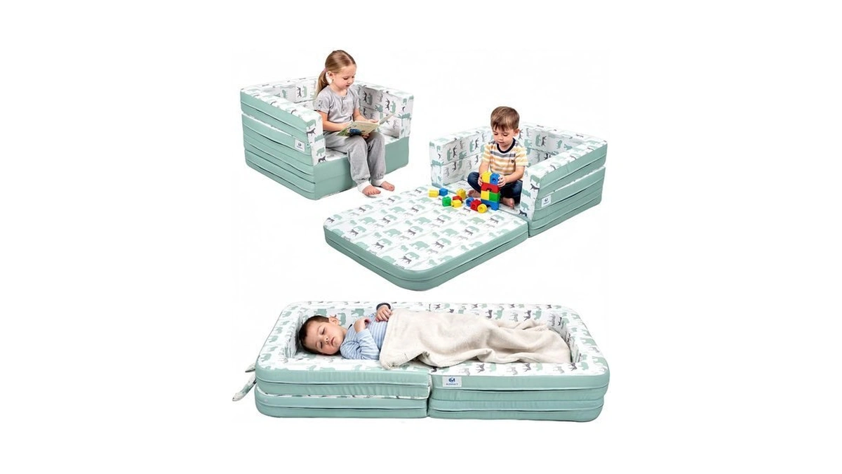 Blennacy 3-in-1 Portable Toddler Bed, Bunny Shaped Kids Bed With