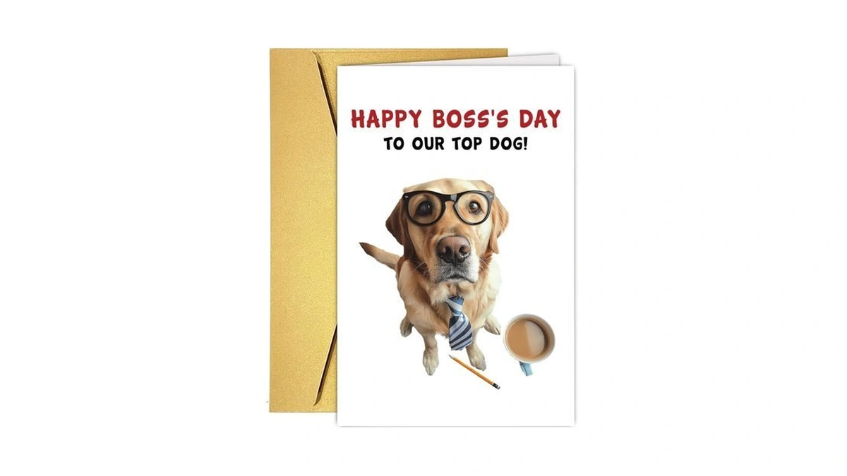 Amazon code: Cute Dog Boss Day Card, Funny Doggy Boss