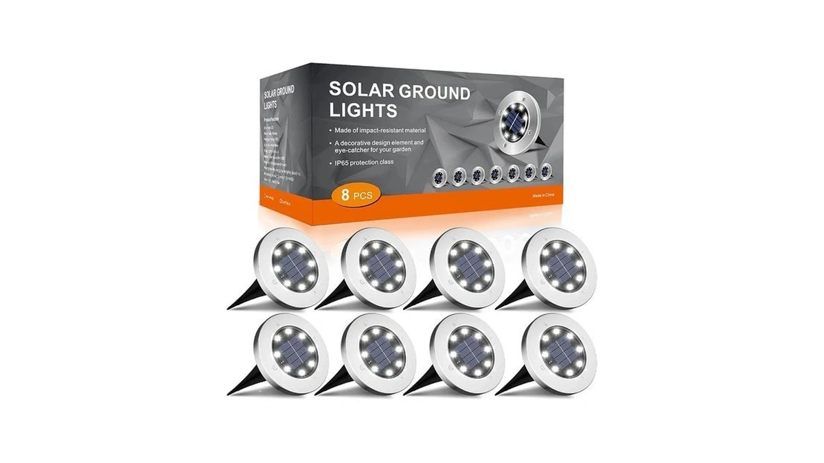 Incx Solar Lights Outdoor Waterproof, Cold White, 8 Pack Ground