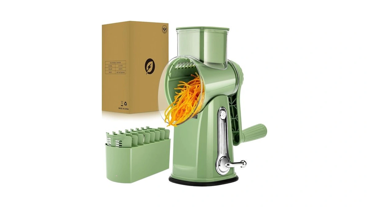 Susteas Rotary Cheese Grater, Large Vegetable Food Shredder, 5 Blades