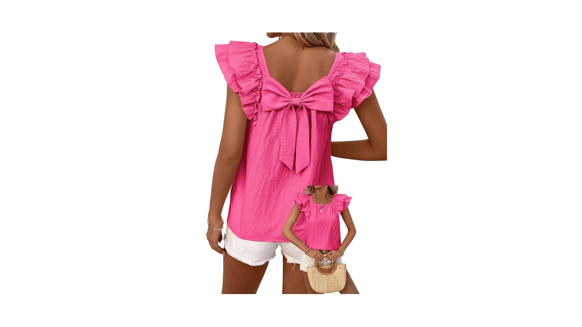 Falechay Summer Tops Sexy Bow Tie Round Neck Fashion Clothing