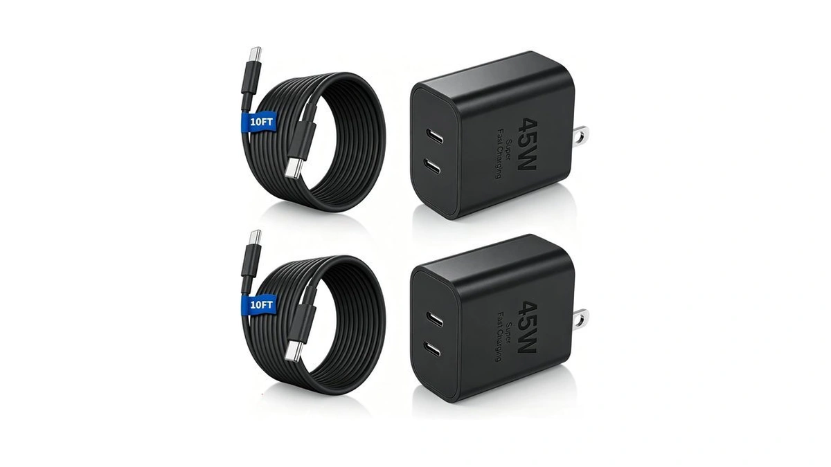 45w Dual Super Fast Charging Block And Long Usb C