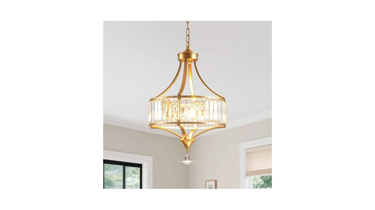 Wndtu Crystal Gold Crystal Chandelier Modern Pendant Light Antique Hanging