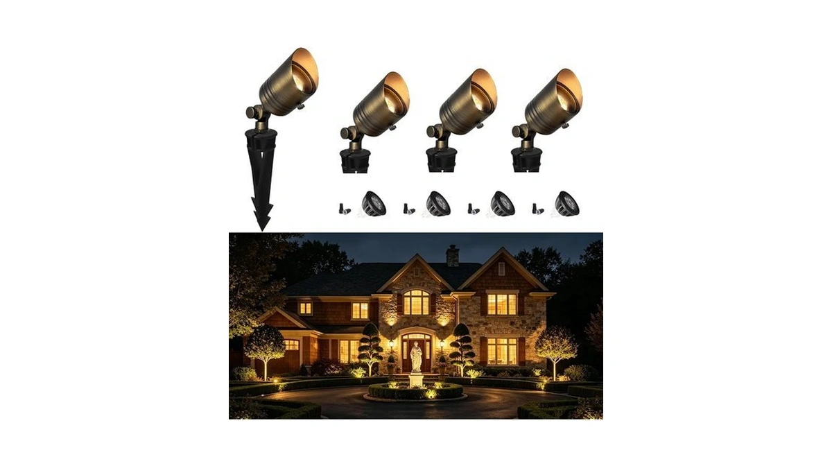 Coloer 5w 12v Brass Outdoor Landscape Spot Light With Bulb(4pack)