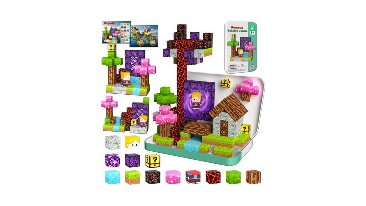 60pcs Mini Magnetic Blocks Travel Toys For Kids Ages 4-8,