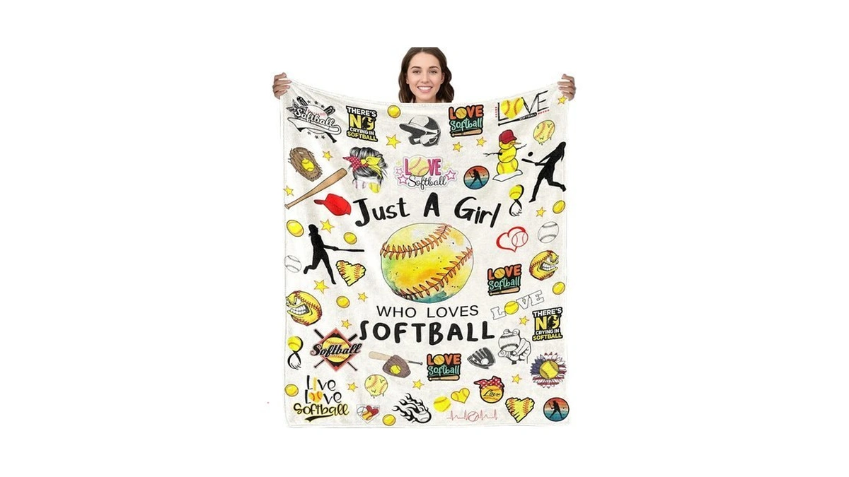 Softball Gifts Throw Blanket Softball Team Accesories For Girls Softballs