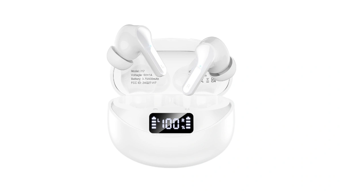 Wireless Earbuds, Bluetooth 5.4 Headphones Hifi Stereo/crystal Clear, White
