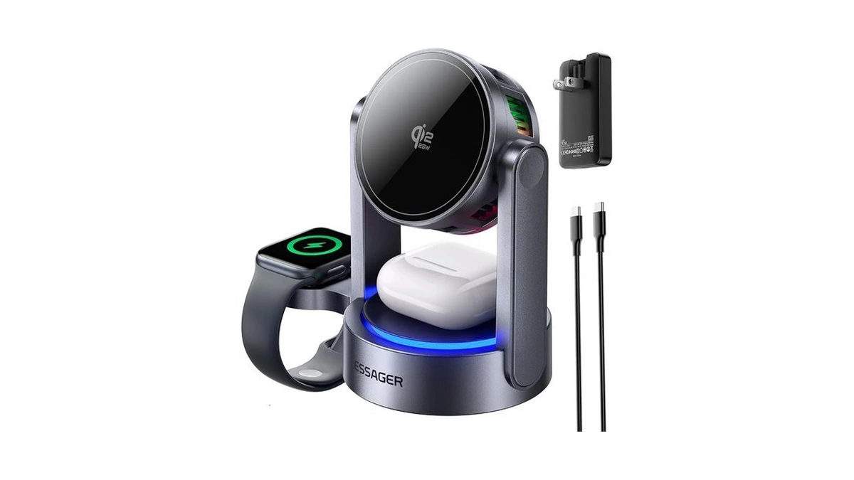 Qi2.2 25w Magnetic Wireless Charger, 3-in-1 Charging Station Compatible With