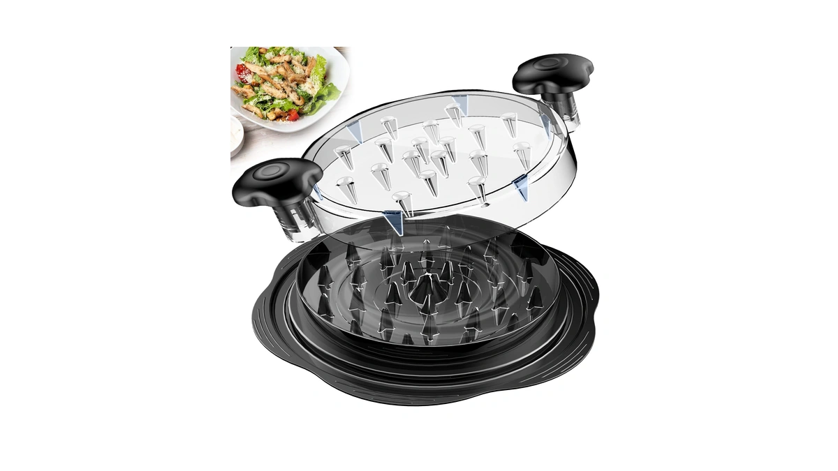 Chicken Shredder Tool Twist Large Meat Shredder With Brush&fork, Black