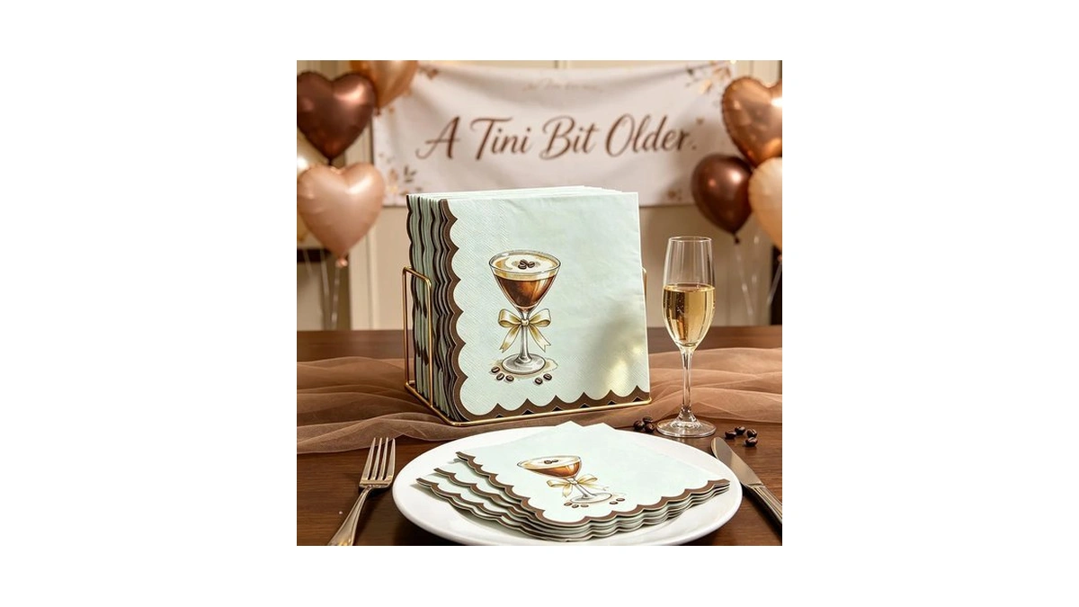 Yuboo 50 Pcs Espresso Martini Napkins, 6.3 X 6.3 In