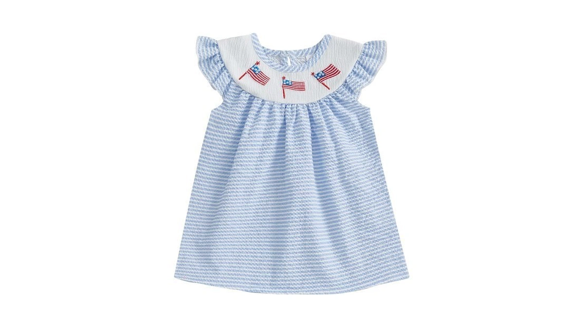 Toddler Baby Girl 4th Of July Dress Us Flag Plaid