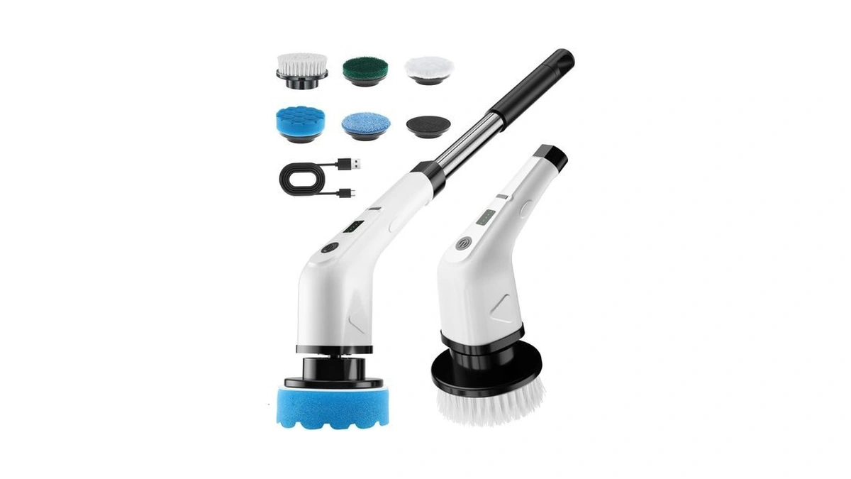 Cordless Electric Spin Scrubber With 360 Rpm Power And 6