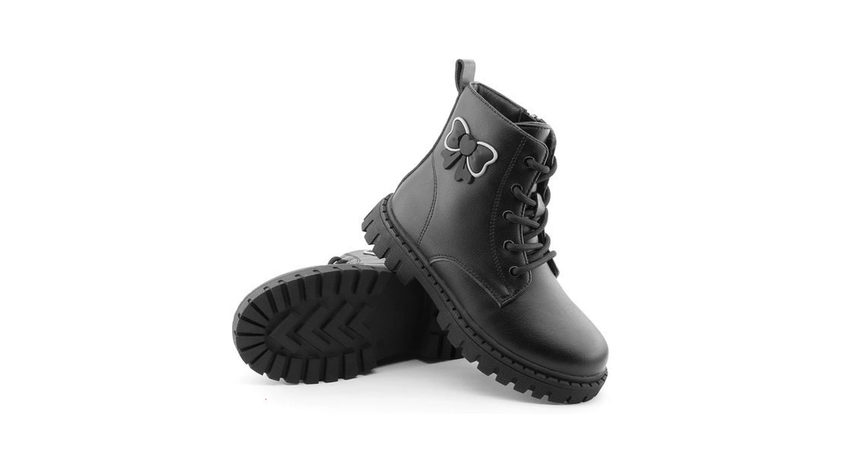 Yimoru Girls Combat Boots Side Bow Lace Up Side Zipper