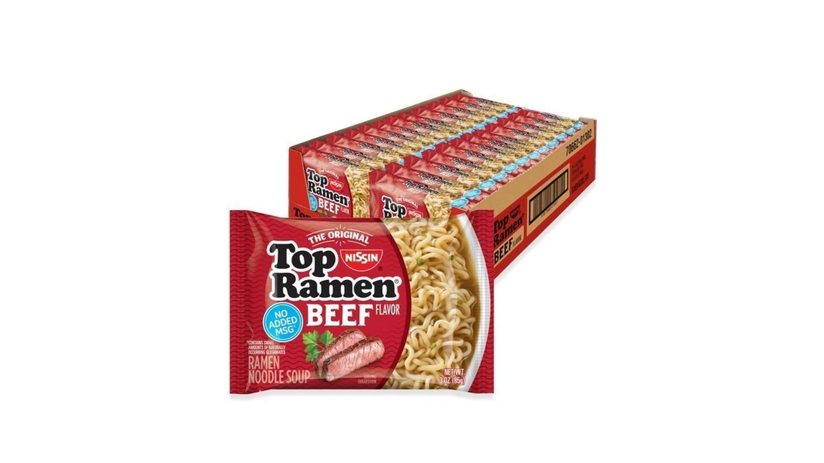 Nissin Top Ramen Noodle Soup, Beef, 3 Ounce (pack Of