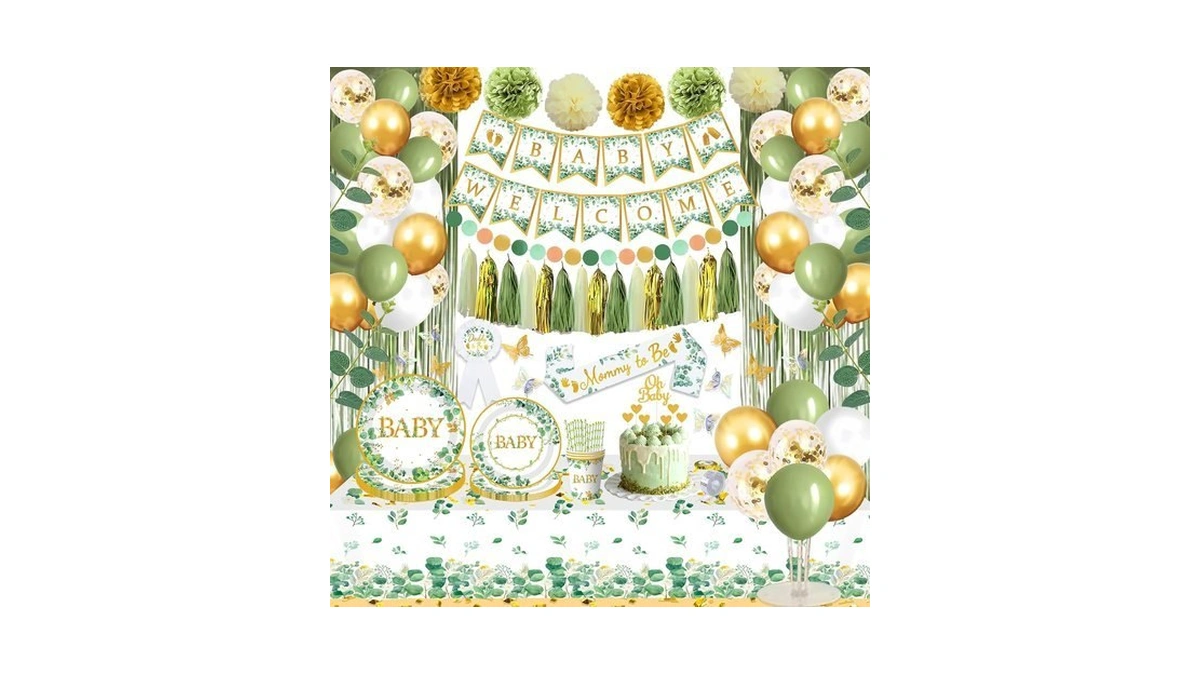234 Pcs Sage Green Baby Shower Decorations Kit, Neutral Baby